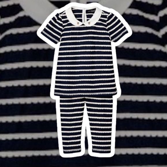 Victoria Beckham for Target Other - Kids Victoria Beckham Target Stripe Bumble Bee Peter Pan Collar Top & Pant Set